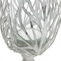 Floristik24 Lucerna kovová bílá, svícen na čajovou svíčku květina Ø13cm V30cm