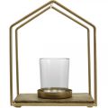 Floristik24 Lampionový domeček kovová dekorace čajová svíčka sklo 20×16×26cm