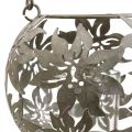 Floristik24 Větrná lehká kovová závěsná dekorace dekorativní lucerna šedá Ø14cm H13cm