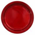 Floristik24 Dekorativní talíř z kovu červené barvy s glazurou Ø38cm
