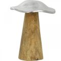 Floristik24 Stolní dekorace deko houba kov dřevo stříbrná dřevěná houba V14cm