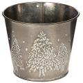 Floristik24 Kovový květináč s třpytivými jedlemi, 13 cm