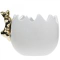 Floristik24 Velikonoční mísa ozdobná mísa keramický bílek zlatý králík 2ks