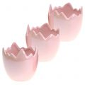 Floristik24 Květináč vaječná skořápka růžová perleť Ø8cm V9cm 3ks