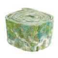 Floristik24 Páska na květináč, jarní dekorace, páska filcová zelená, modrá, bílá melír 15cm 5m