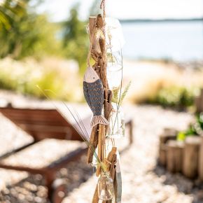 Floristik24 Věnec z naplaveného dřeva námořní dekorace z naplaveného dřeva se skleněnými vázami 70cm