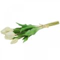 Floristik24 Umělé tulipány bílé krémové Real Touch 38cm 7ks