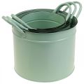 Floristik24 Vintage plechový kbelík na květináče s rukojetí, sada 3 kusů