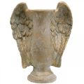 Floristik24 Dekorativní váza z betonu, amfora s andělskými křídly, zlatý vintage vzhled, Š20,5cm V26cm