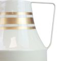 Floristik24 Váza kovová rukojeť ozdobný džbán šedá/krémová/zlatá Ø17cm V23cm