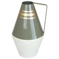 Floristik24 Váza kovová rukojeť šedá/krémová/zlatá vintage Ø19cm V31cm