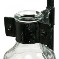 Floristik24 Dekorativní váza dekorativní skleněná láhev s kovovým stojánkem černá Ø13cm