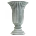 Floristik24 Dekorativní váza vintage šálek váza pohárek váza šedá V21,5cm Ø15cm