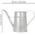 Pozinkovaná dekorativní konev na zalévání, kovová, šedá, vintage vzhled, 1,7 l, výška 23 cm, pro stylové květinové dekorace a květináče | Floristik24.cz