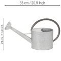 Vintage kovová konev na zalévání, stříbrnošedá, stylová zahradní dekorace, váza na květiny, D53 cm V29 cm | Floristik24.cz