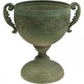 Vintage květináč na šálky Kovový rustikální pohár s uchy V26cm Ø19cm