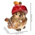 Dekorativní figurka ptáka s červenou jablečnou čepicí, podzimní dekorace, 13 cm | Floristik24.cz