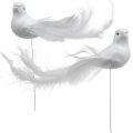 Svatební dekorace, holubice na drátě, svatební holubice bílá V4,5cm 12ks