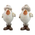 Floristik24 Vánoční figurky ptáček s kloboukem béžový 11,5x8x14cm 2ks