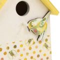 Floristik24 Ozdobný ptačí domeček k zavěšení žluto-bílý 12cm