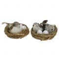 Floristik24 Ptačí hnízdo s vejci a ptáčkem 6ks
