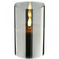 Floristik24 Slavnostní LED svíčka ve stříbrném skle, pravý vosk, teplá bílá, časovač, bateriový Ø7,3cm V12,5cm