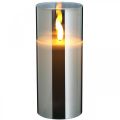 Floristik24 Dekorativní svíčka ve stříbrném skle, LED světlo teplá bílá, pravý vosk, časovač, baterie Ø7,3cm V17,7cm