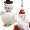 Floristik24 Dřevěné vánoční ozdoby na stromeček Santa Claus a sněhulák 11cm sada 2 ks