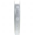 Floristik24 Vánoční stuha se sněhovou vločkou šedá 15mm 20m