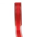 Floristik24 Vánoční stuha s průhlednými lurexovými pruhy červená 25mm 25m