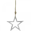 Floristik24 Vánoční dekorace hvězda, adventní dekorace, přívěsek hvězda stříbrná Š15,5cm