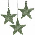 Floristik24 Vánoční dekorace přívěsek hvězda mint třpyt 10cm 12ks