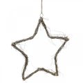 Floristik24 Vánoční dekorace hvězda bílé prané hvězdy k zavěšení jilm 30cm 4ks