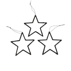 Floristik24 Vánoční dekorace přívěsek hvězda černý třpyt 12cm 12ks