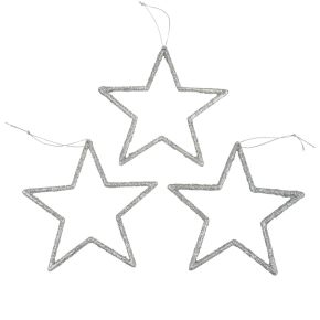 Floristik24 Vánoční dekorace přívěsek hvězda stříbrný třpyt 12cm 12ks