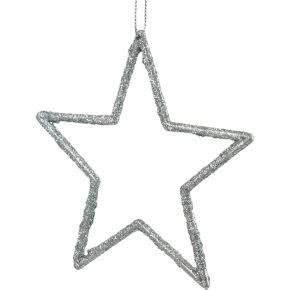 Floristik24 Vánoční dekorace přívěsek hvězda stříbrný třpyt 12cm 12ks