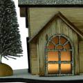 Floristik24 Vánoční domeček s přírodním LED osvětlením, třpytivé dřevo 20 × 17 × 15 cm