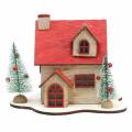 Floristik24 Vánoční domeček s LED osvětlením přírodní, červené dřevo 20 × 15 × 15 cm