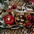 Floristik24 Vánoční věnec s ozdobnými plody zasněženými v Ø33cm