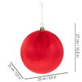 Červená sametová vánoční koule, velká dekorativní koule k zavěšení, 25 cm, 2 kusy | Floristik24.cz