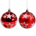 Floristik24 Vánoční koule s hvězdami v červené barvě 2ks Ø8cm