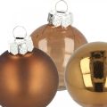 Floristik24 Vánoční koule, mix dekorace na stromeček, mini koule na stromeček hnědé V4,5cm Ø4cm pravé sklo 24ks