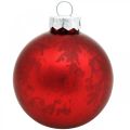 Floristik24 Koule na stromeček, vánoční ozdoby, skleněná koule červená mramorovaná V4,5cm Ø4cm pravé sklo 24ks