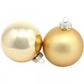 Floristik24 Stromeček, vánoční ozdoby, vánoční koule zlatá V8,5cm Ø7,5cm pravé sklo 12ks