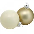Floristik24 Směs vánočních cetek, vánoční ozdoby, mini ozdoby na stromeček bílá / perleť V4,5cm Ø4cm pravé sklo 24ks