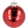 Floristik24 Vánoční koule, ozdoby na stromeček, vánoční koule červená V8,5cm Ø7,5cm pravé sklo 12ks