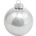 Floristik24 Skleněná koule, ozdoby na stromeček, vánoční koule stříbrná V8,5cm Ø7,5cm pravé sklo 12ks