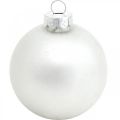 Floristik24 Přívěsek na stromeček, sněhová koule, vánoční ozdoby, zimní dekorace bílá V4,5cm Ø4cm pravé sklo 24ks