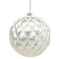 Floristik24 Vánoční koule s diamantovým vzorem stříbrná matná, lesklá Ø8cm 2ks