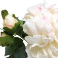Floristik24 Bílé růže umělá růže velká se třemi poupaty 57cm